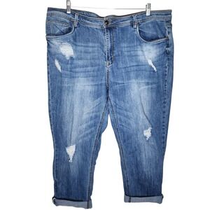 Dollhouse Charley Distressed Blue Jeans Skinny Cropped Ankle Plus Size 24